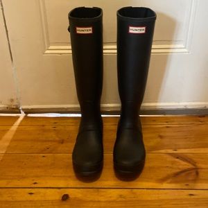 Tall Black Matte Hunter Boots